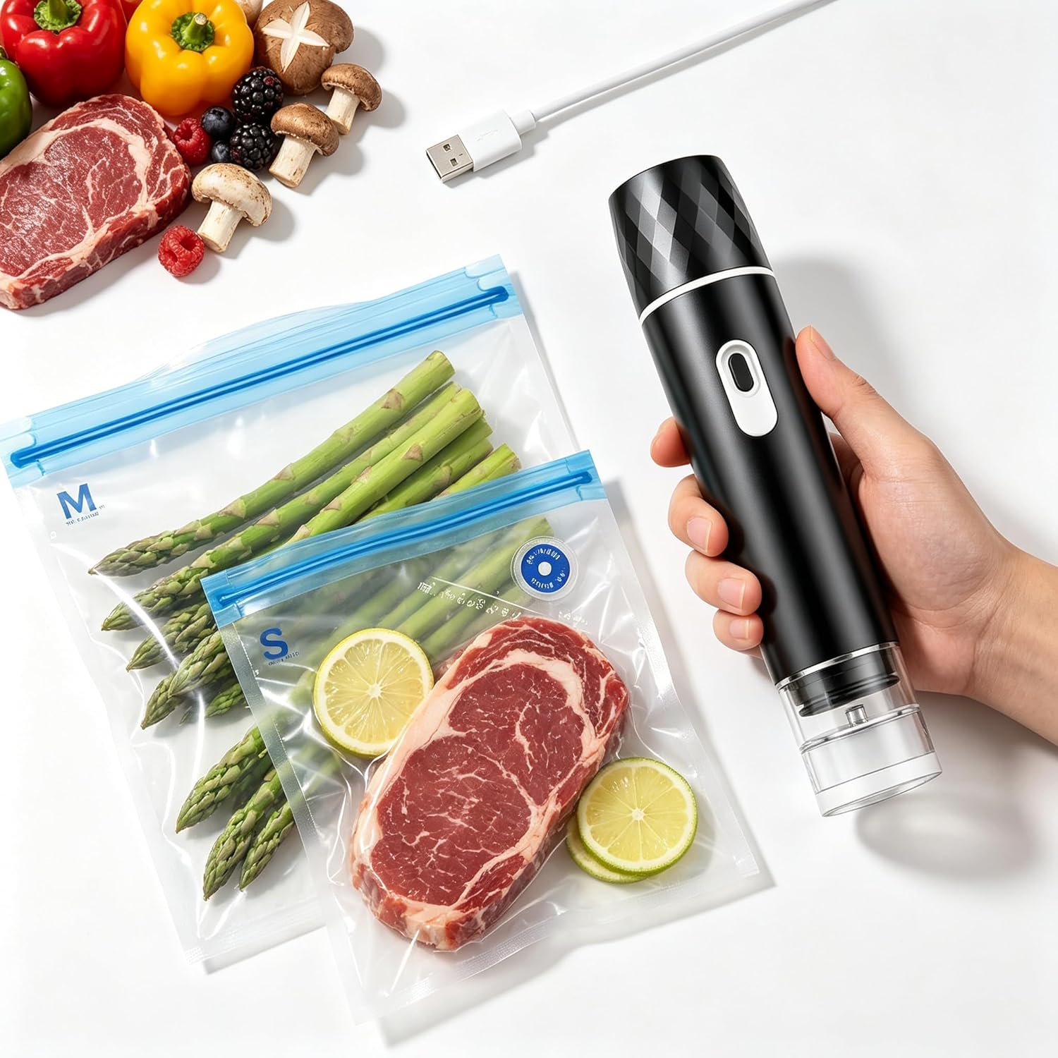 Vacuum sealer For Food,Compact Vacuum Sealer Machine (Vacuum Sealer + 10 Reusable Vacuum...