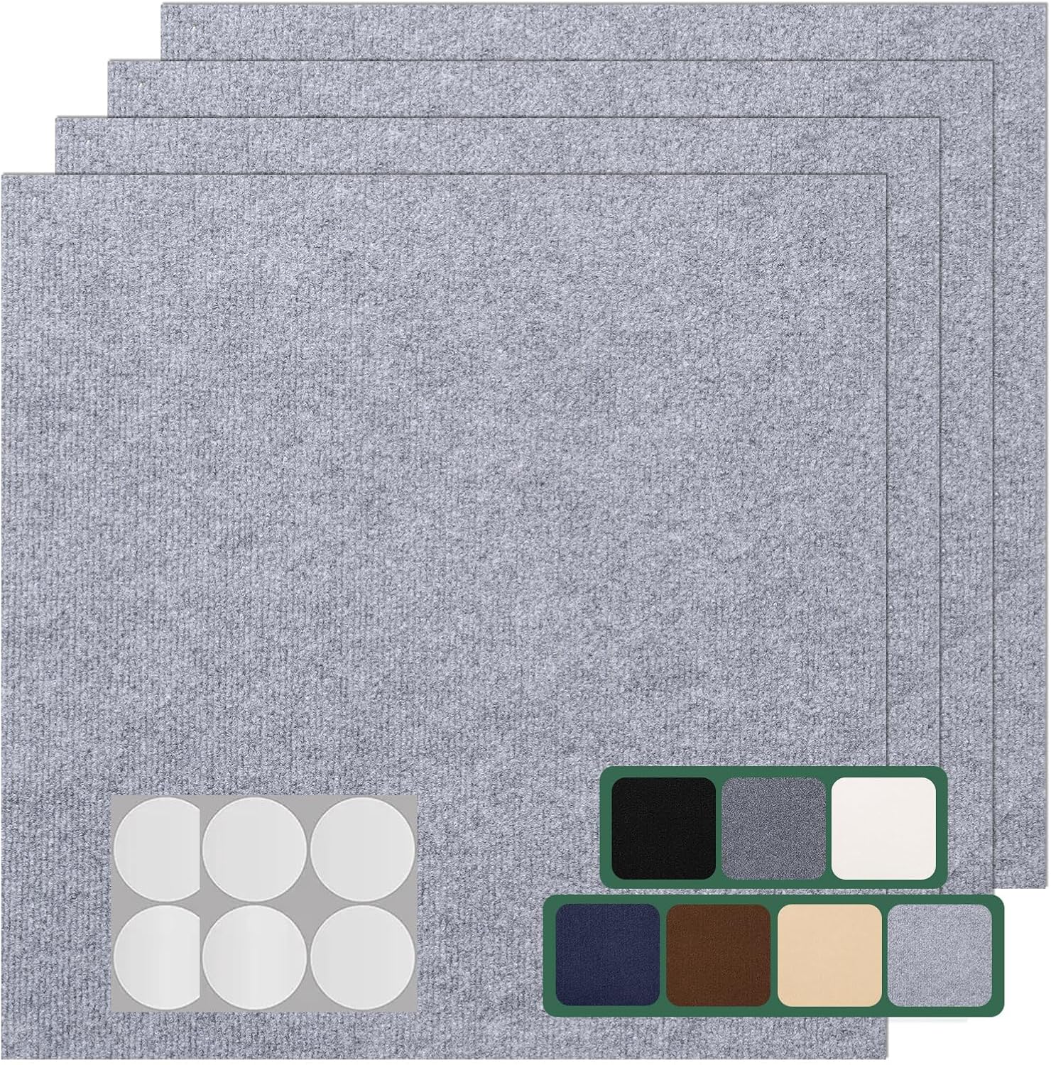 VallisCo Carpet Tile 20 Pack 24” X 24” Self Adhesive Carpet Floor Tiles Anti-Slip...