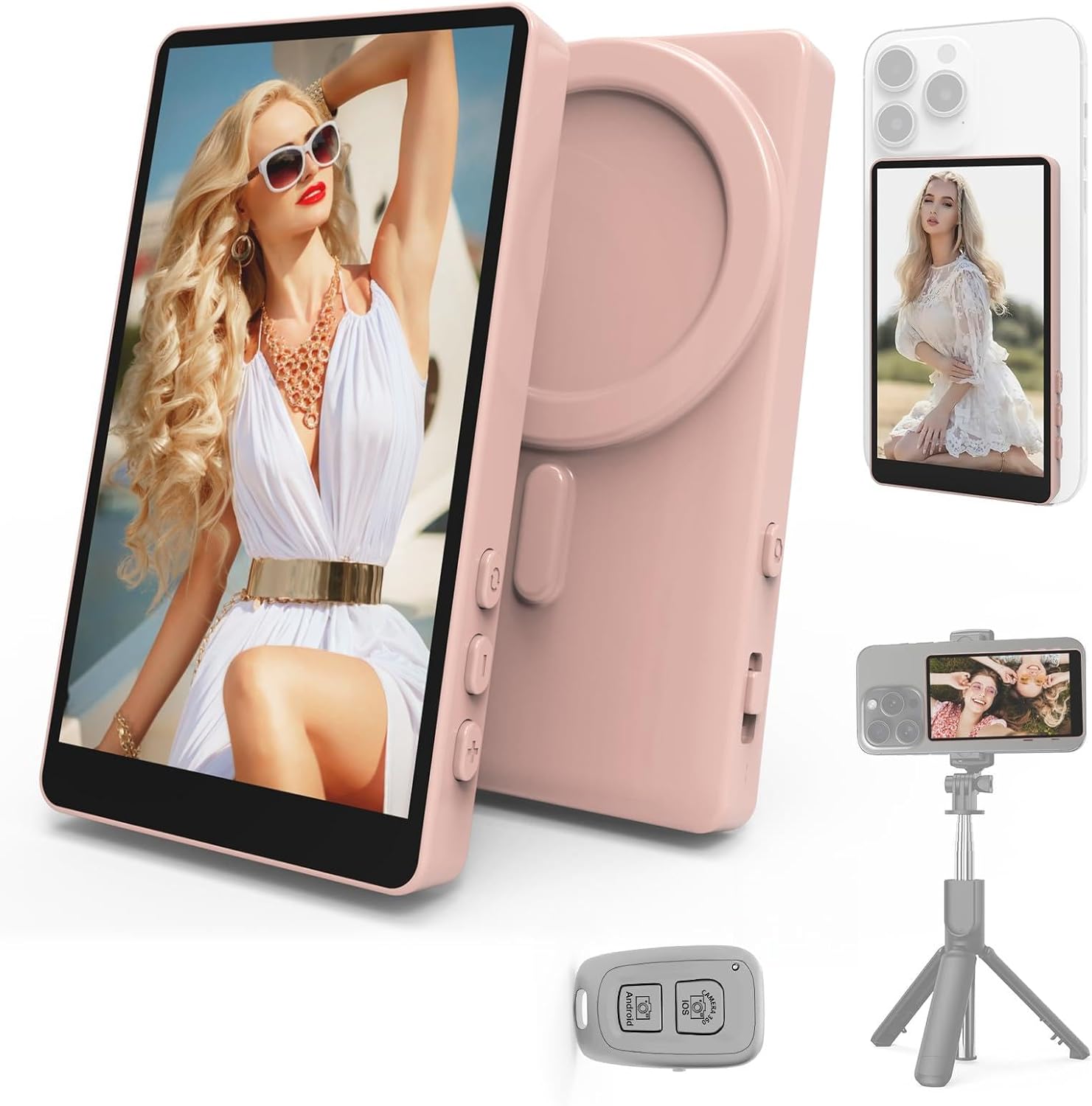 Vamvo Magnetic Selfie Monitor Screen for iPhone & Android, 4K Wireless Vlog Screen with...