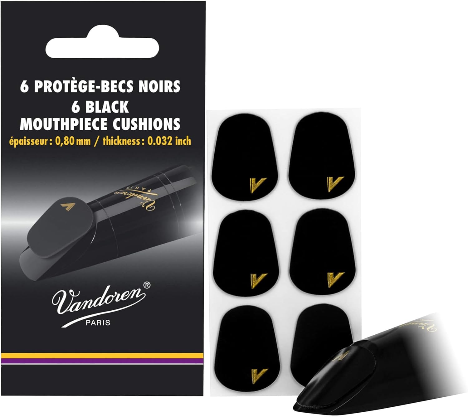 Vandoren VMC6 Mouthpiece Cushions; Clear; Thin; 0.35mm/.014"; Pack of 6