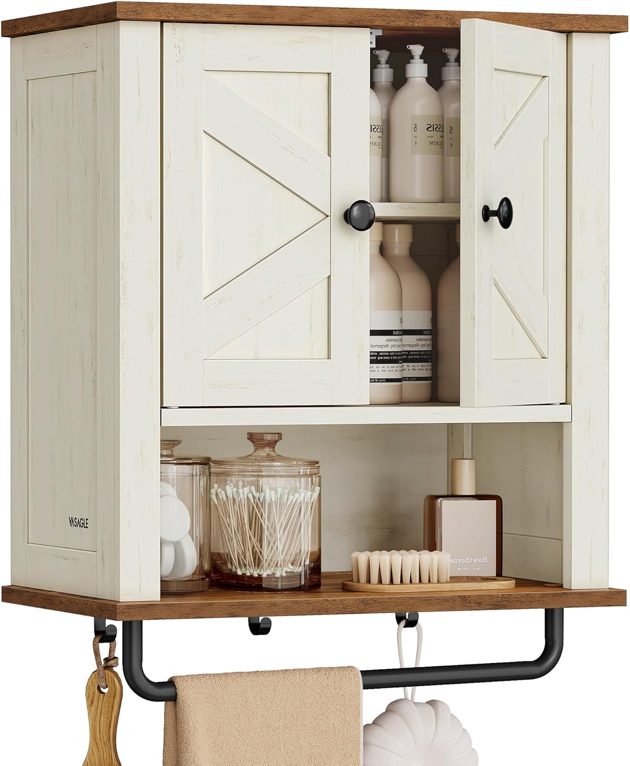 VASAGLE LIRY Collection - Bathroom Wall Cabinet, Farmhouse Wall-Mounted Medicine Storage...