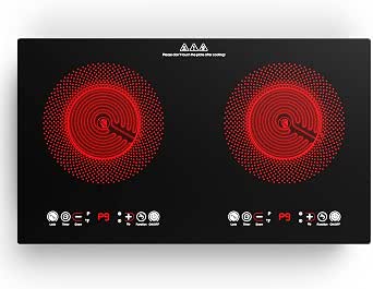 VBGK Electric cooktop,110V 24 inch 2 Burner Electric Cooktop,Built-in and Countertop Stove...