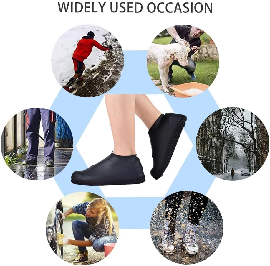VBoo Waterproof Shoe Covers, Non-Slip Water Resistant Overshoes Silicone Rubber Rain Shoe...