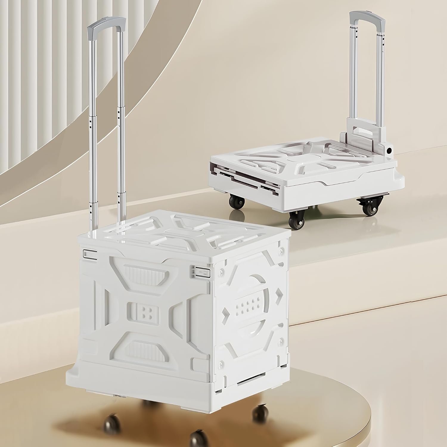 VECELO 66L Heavy-Duty 2-in-1 Foldable Utility Cart, Large Capacity Rolling Crate, Thickened...