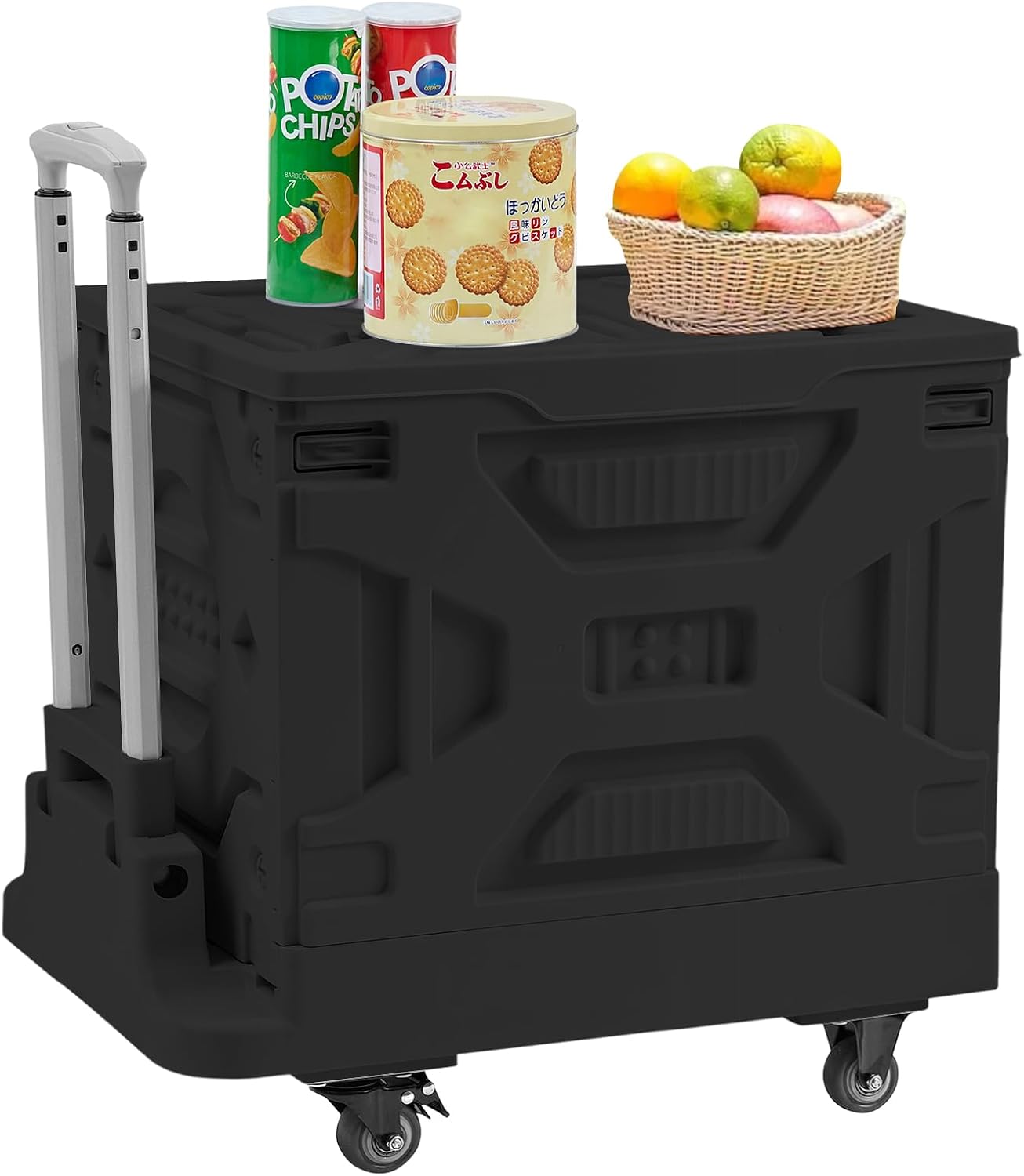 VECELO Foldable Shopping Cart with Wheels, Collapsible Rolling Crate for Groceries, Folding...