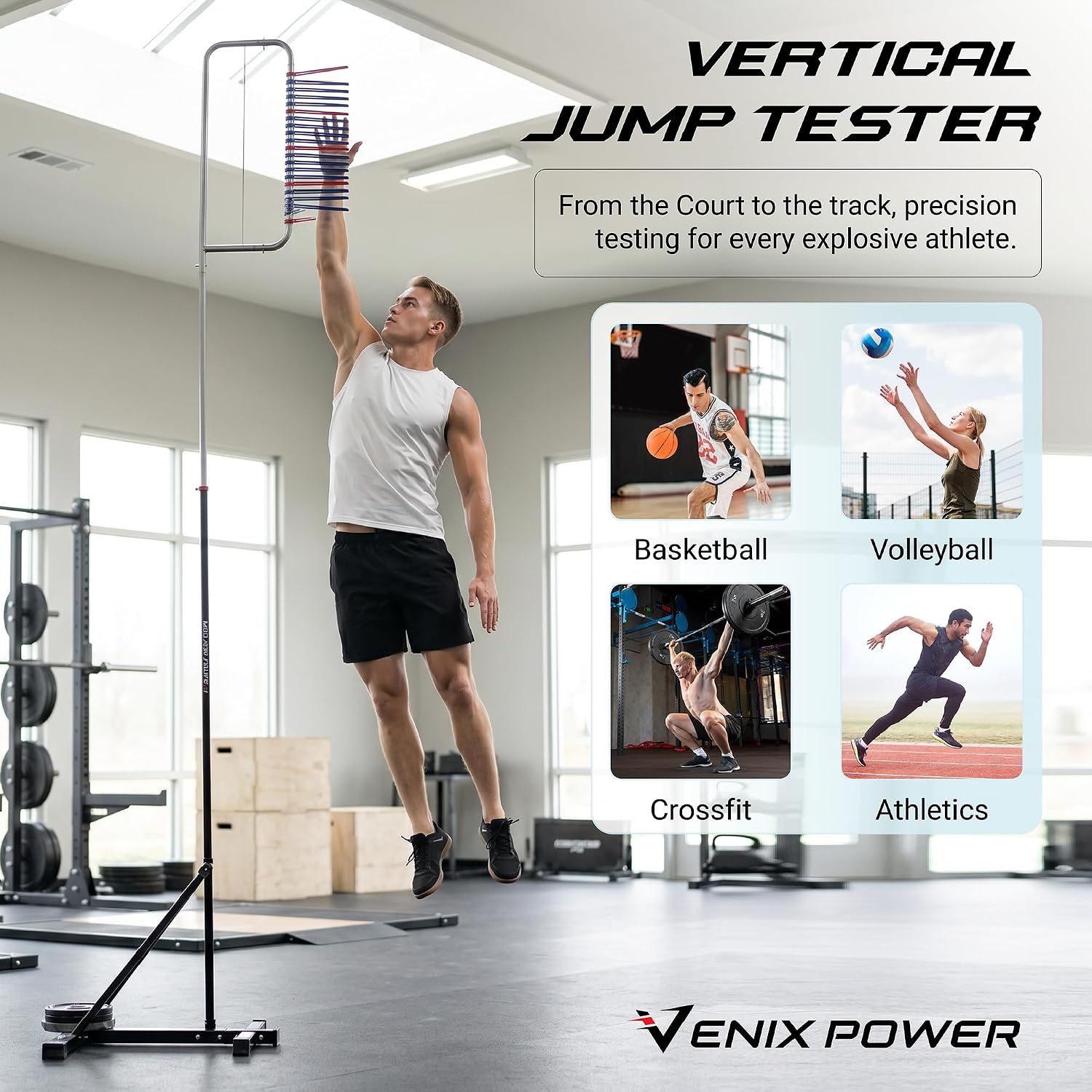 VENIX POWER® Patented Vertical Jump Tester & Trainer, Jumping Height Measurement Tool...