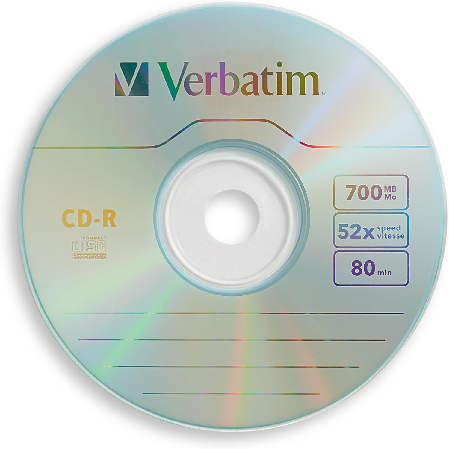 Verbatim CD-R Blank Discs 700MB 80 Minutes 52X Recordable Disc for Data and Music - 100pk...