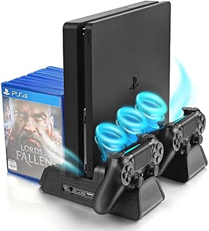 Vertical Stand for PS4/PS4 Slim/PS4 Pro - Cooling Fan with PlayStation 4 Charger Controller...