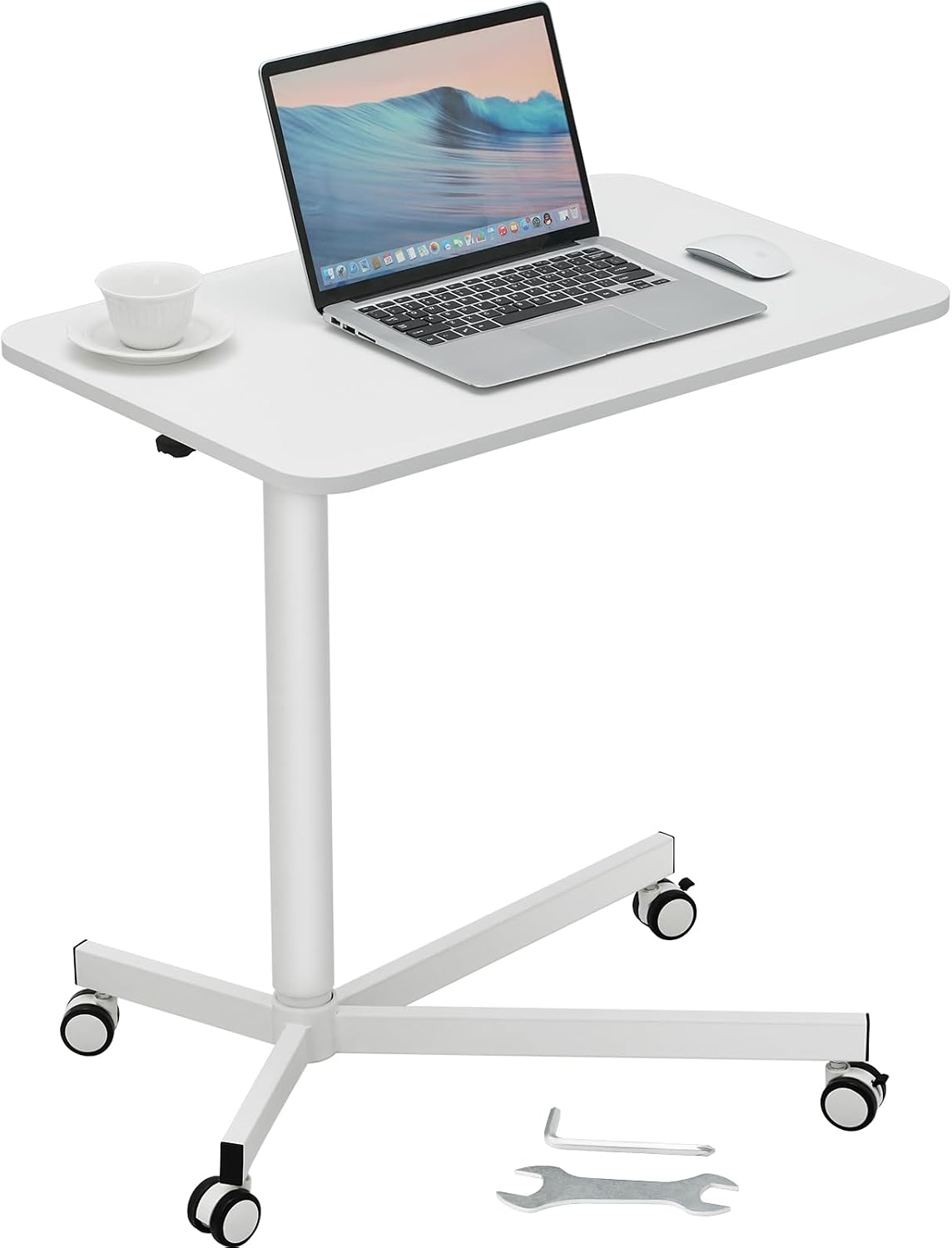 VEVOR 28.5"-44.2" Gas-Spring Height Adjustable Sit-Stand Desk 360° Swivel Wheels (2...