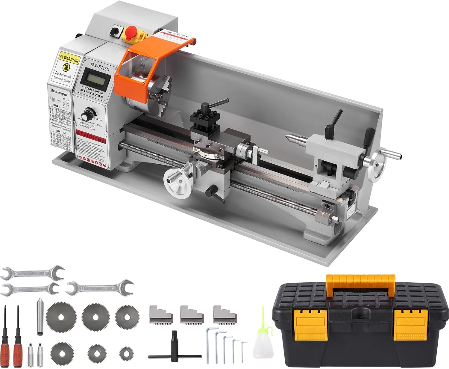 VEVOR 7'' x 16'' Metal Lathe Machine, 800W Precision Benchtop Power Metal Lathe, 150-2500...