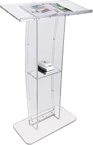 VEVOR Acrylic Podium, 47" Clear Acrylic Podium Stand with Wide Reading Surface & Storage...