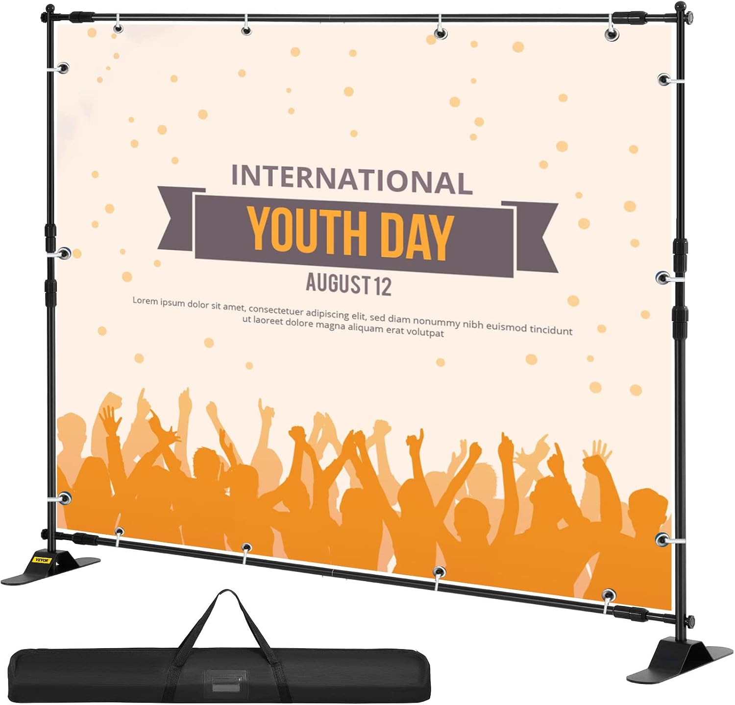 VEVOR Backdrop Banner Stand 8 x 8 Ft Adjustable Height Background Stand Backdrop with 1...