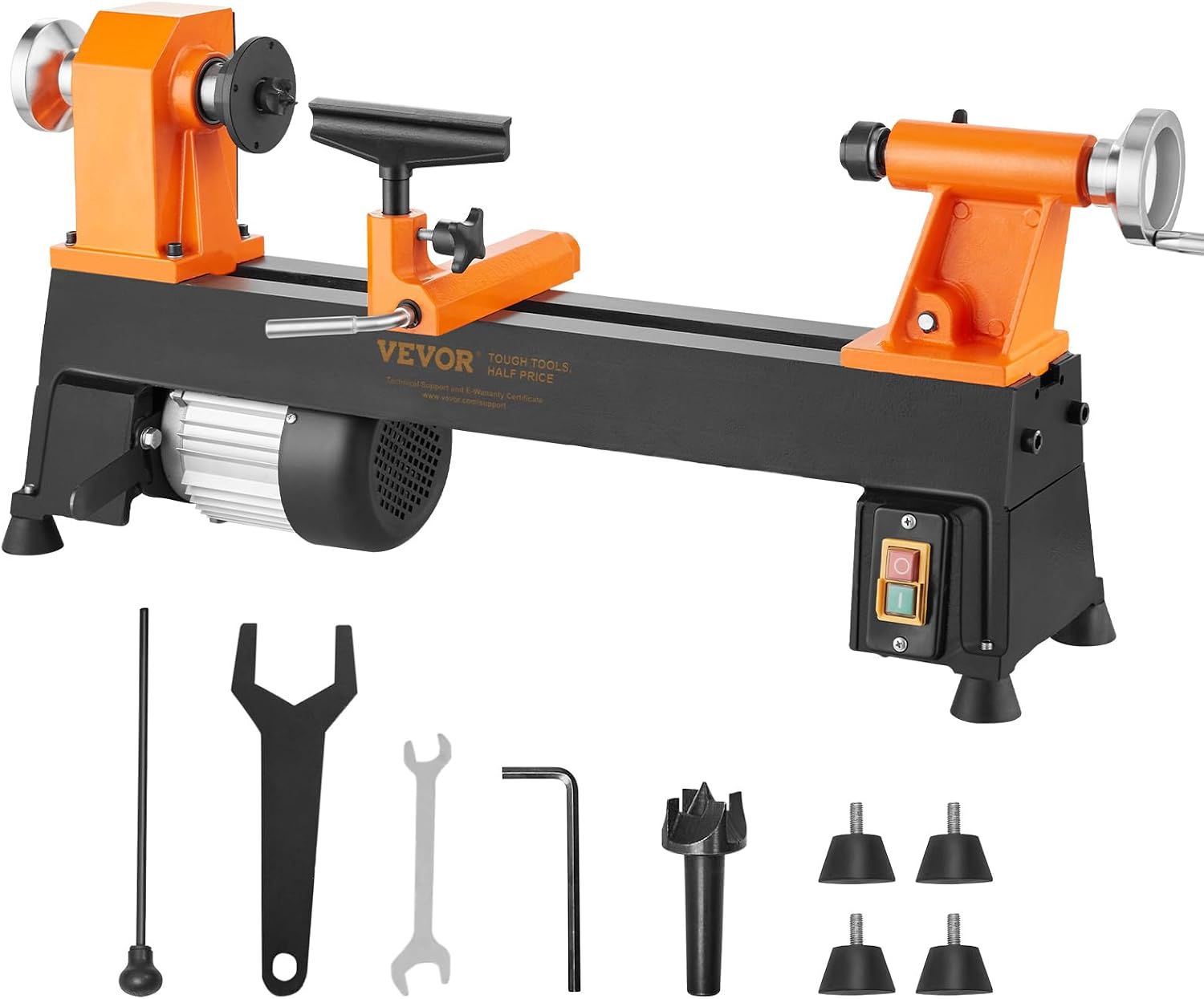 VEVOR Benchtop Wood Lathe, 10 in x 18 in, 0.5 HP 370W Power Wood Turning Lathe Machine, 5...
