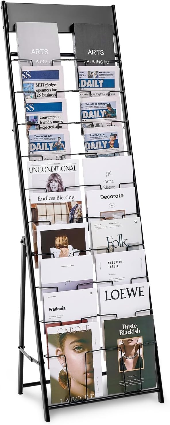 VEVOR Brochure Display Rack, 20 Pockets Magazine Literature Display Stand, Portable Floor...