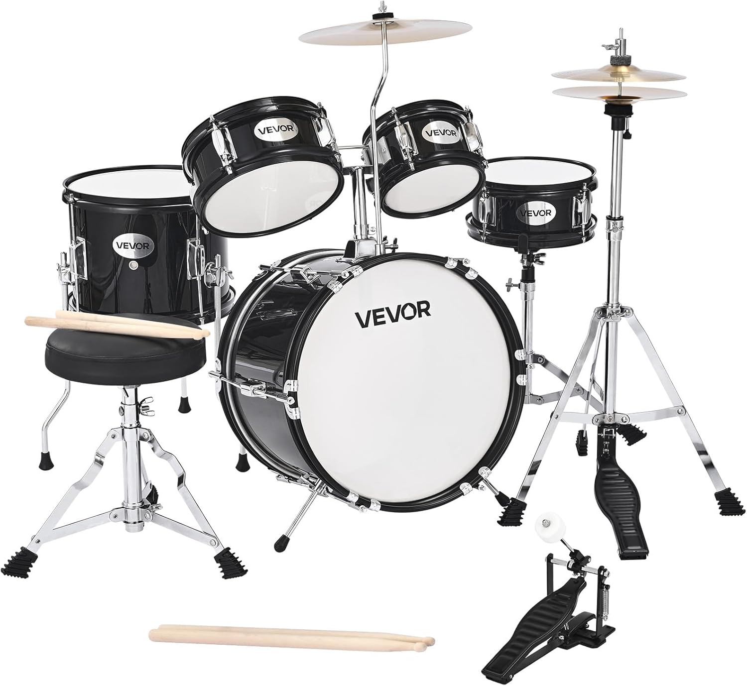 VEVOR Kids Drum Set, 5-Piece 14 in Junior Drum Sets, Beginner Drums Set with Adjustable...