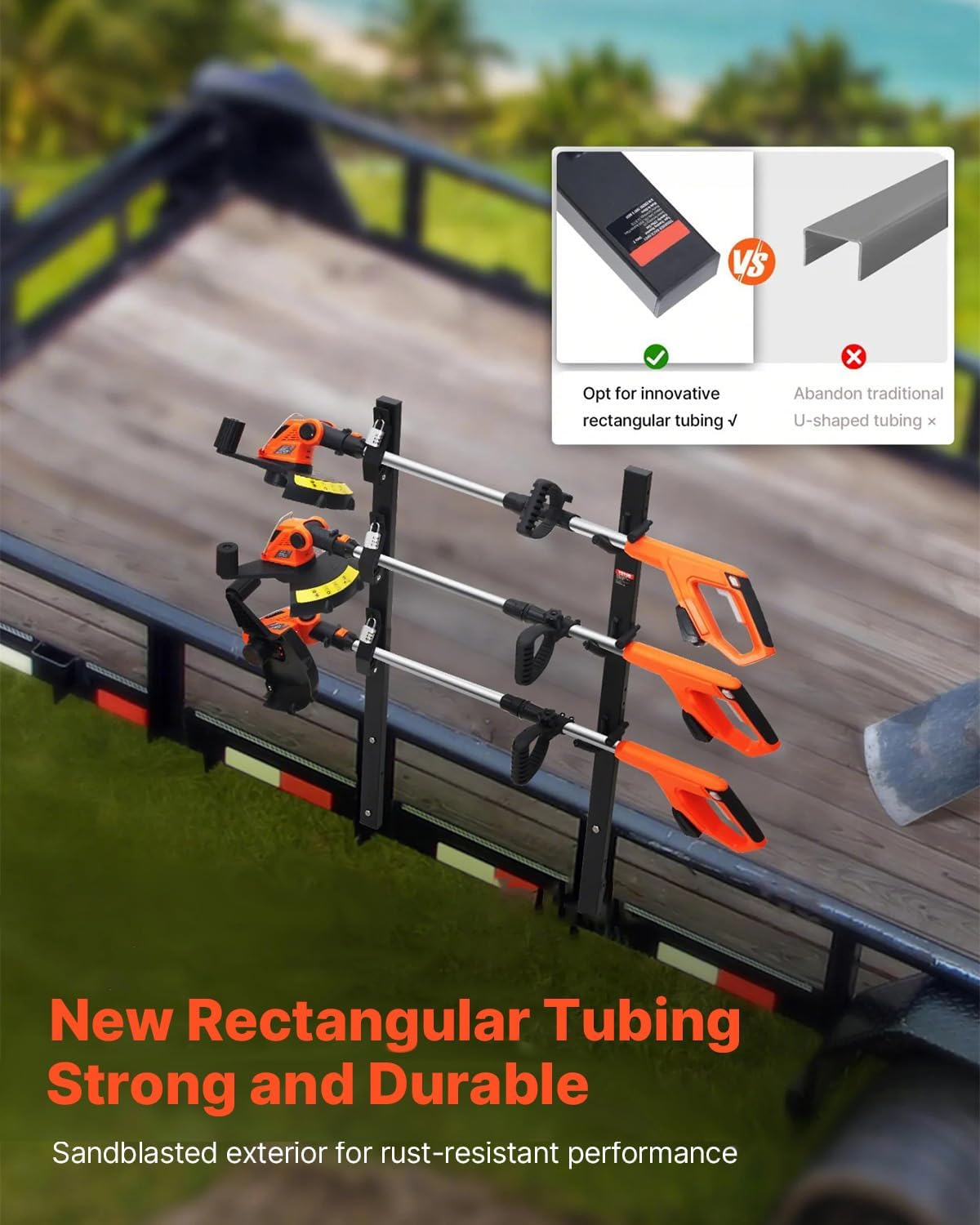 VEVOR Trimmer Rack, 3-Place Trim Holder Trailer Rack Carrier, Weeder Trimmer Rack with Zinc... image