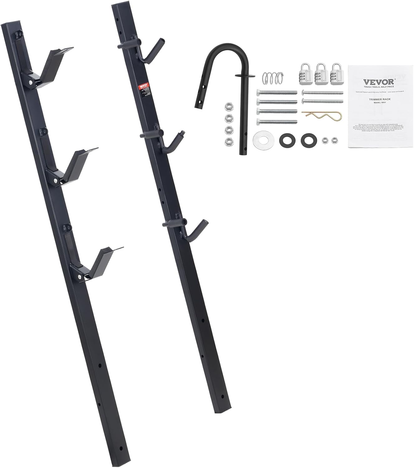 VEVOR Trimmer Rack, 3-Place Trim Holder Trailer Rack Carrier, Weeder Trimmer Rack with Zinc...