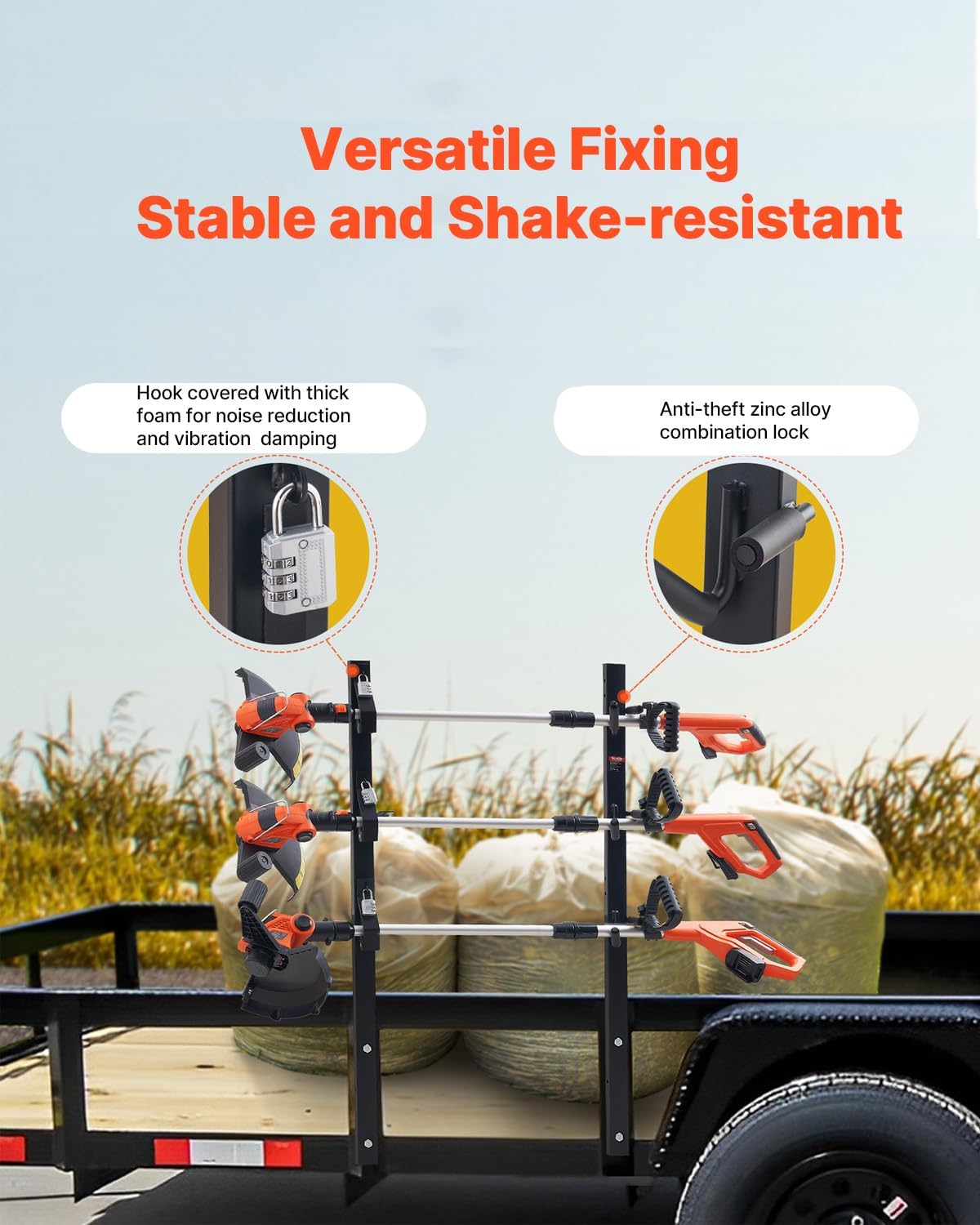 VEVOR Trimmer Rack, 3-Place Trim Holder Trailer Rack Carrier, Weeder Trimmer Rack with Zinc... image