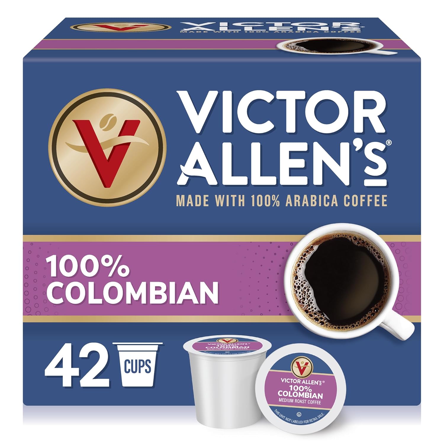 Victor Allen's Coffee 100% Colombian, Medium Roast, 42 Count, Single Serve Coffee Pods for...