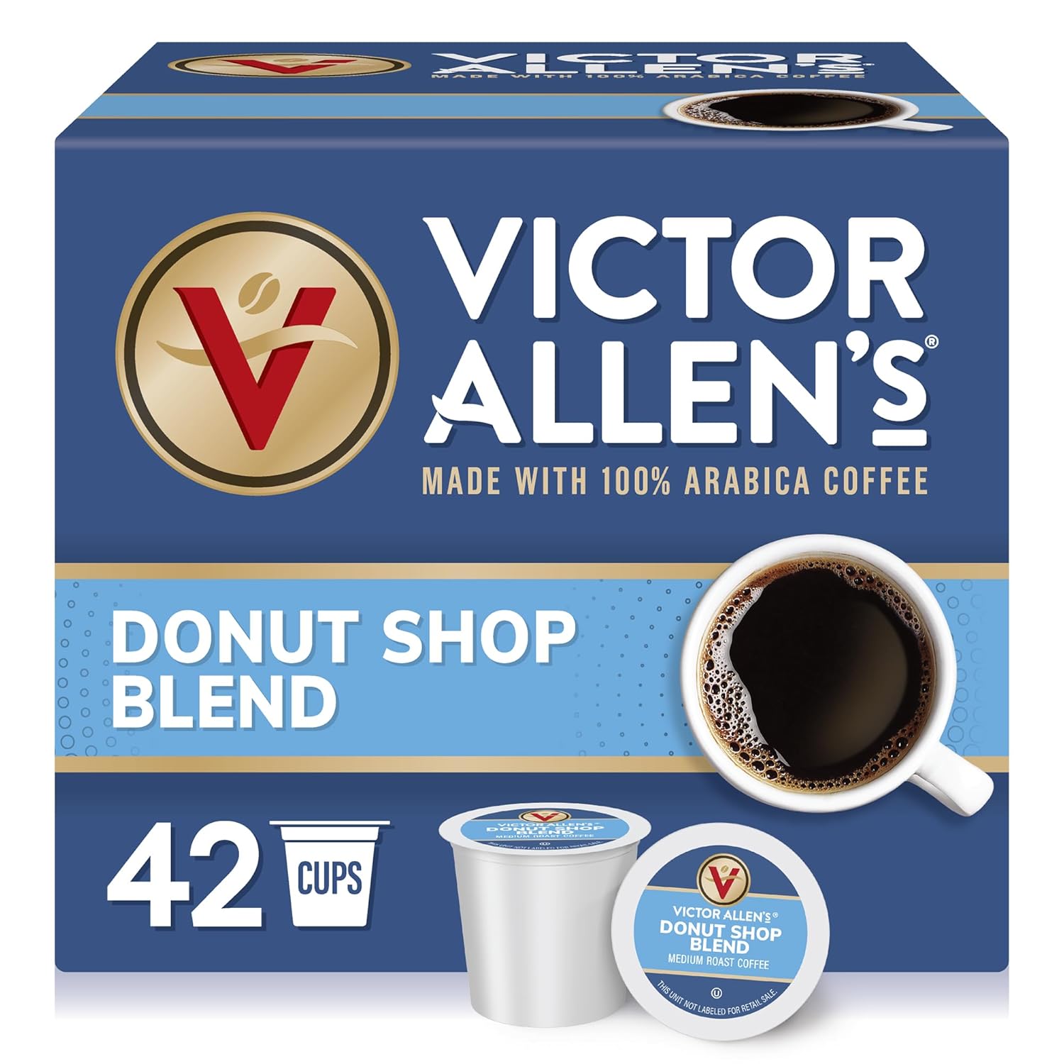 Victor Allen's Coffee Donut Shop Blend, Medium Roast, 42 Count, Single Serve Coffee Pods for...
