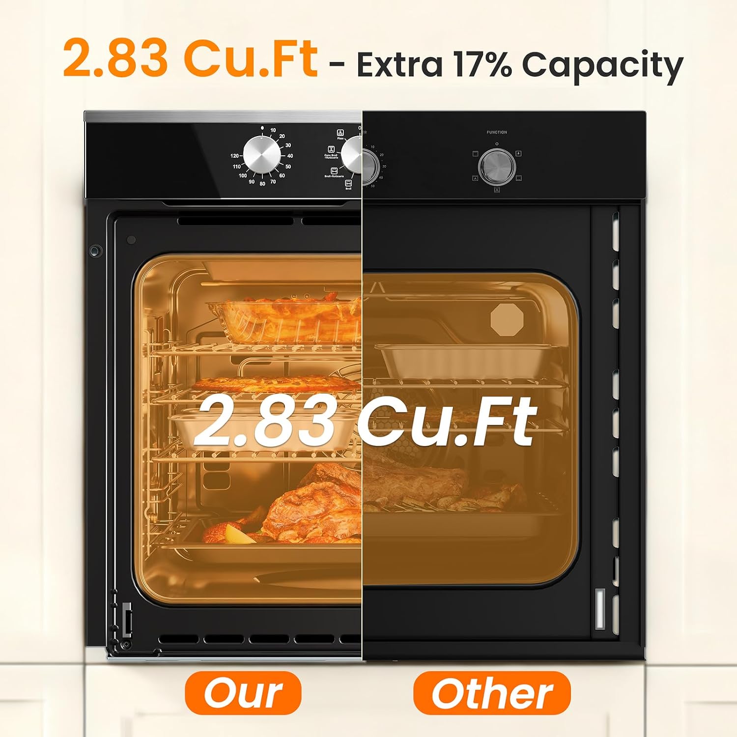 VIKIO HOME 24 Inch Wall Oven, Single Wall Oven with 8 Cooking Functions, Mechanical Knob... image