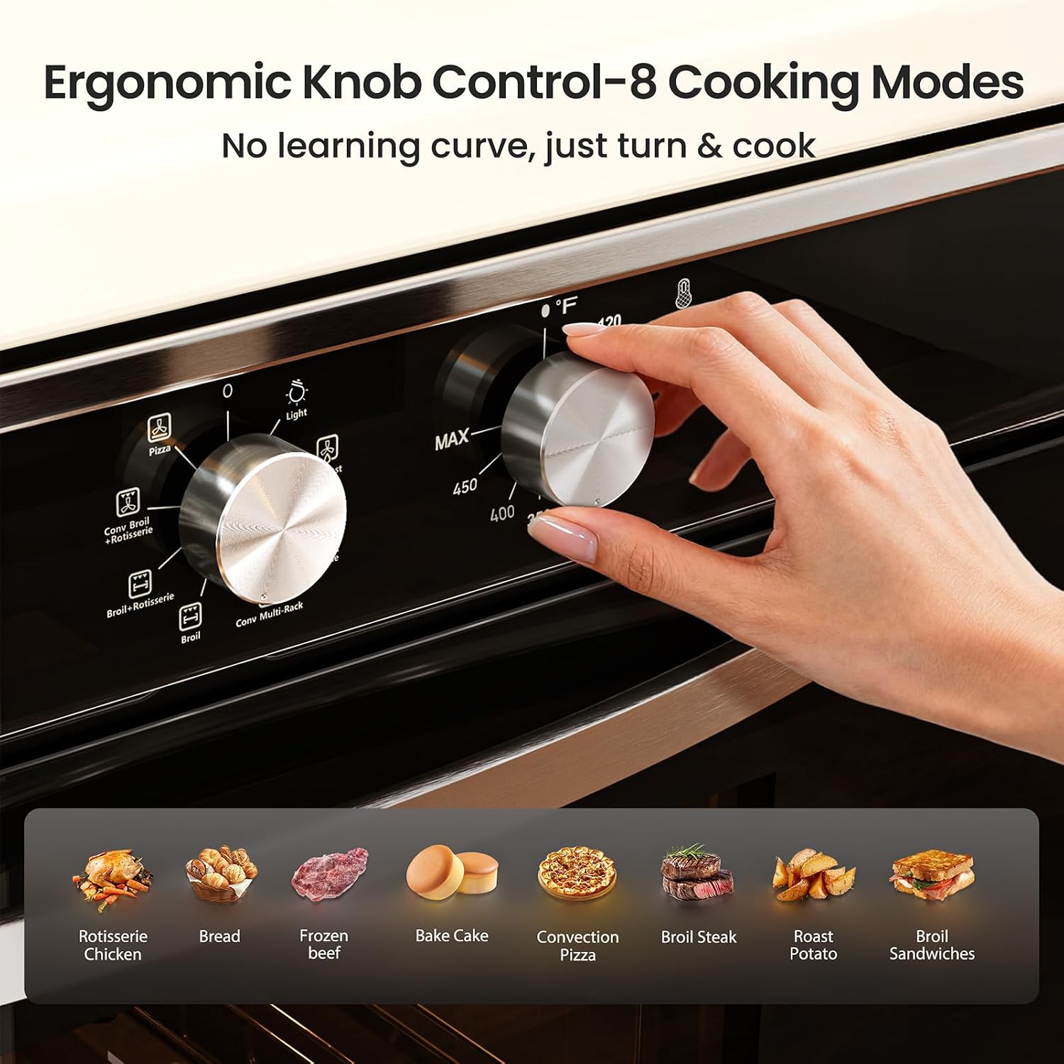 VIKIO HOME 24 Inch Wall Oven, Single Wall Oven with 8 Cooking Functions, Mechanical Knob... image