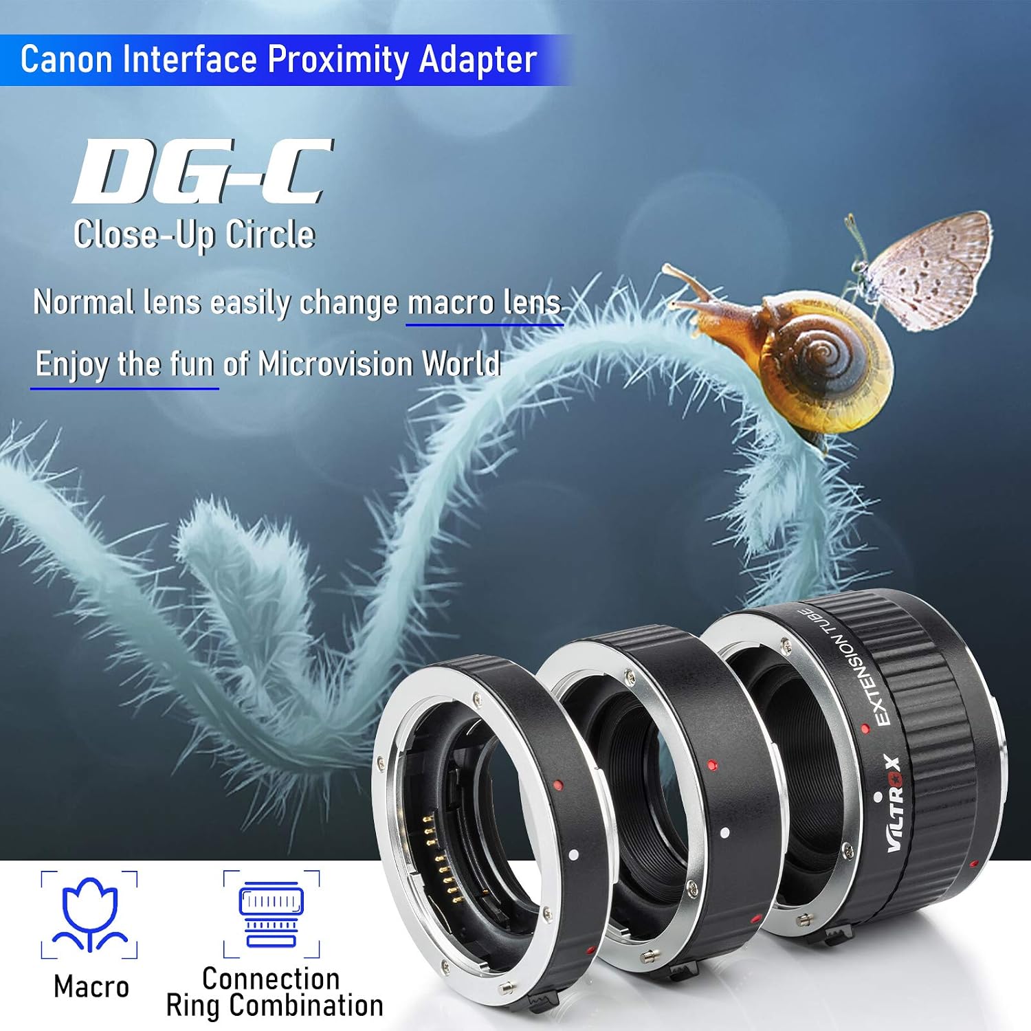 Viltrox Metal Mount Auto Focus AF Macro Extension Tube Ring Set 12mm,20mm,36mm for Canon EF... image