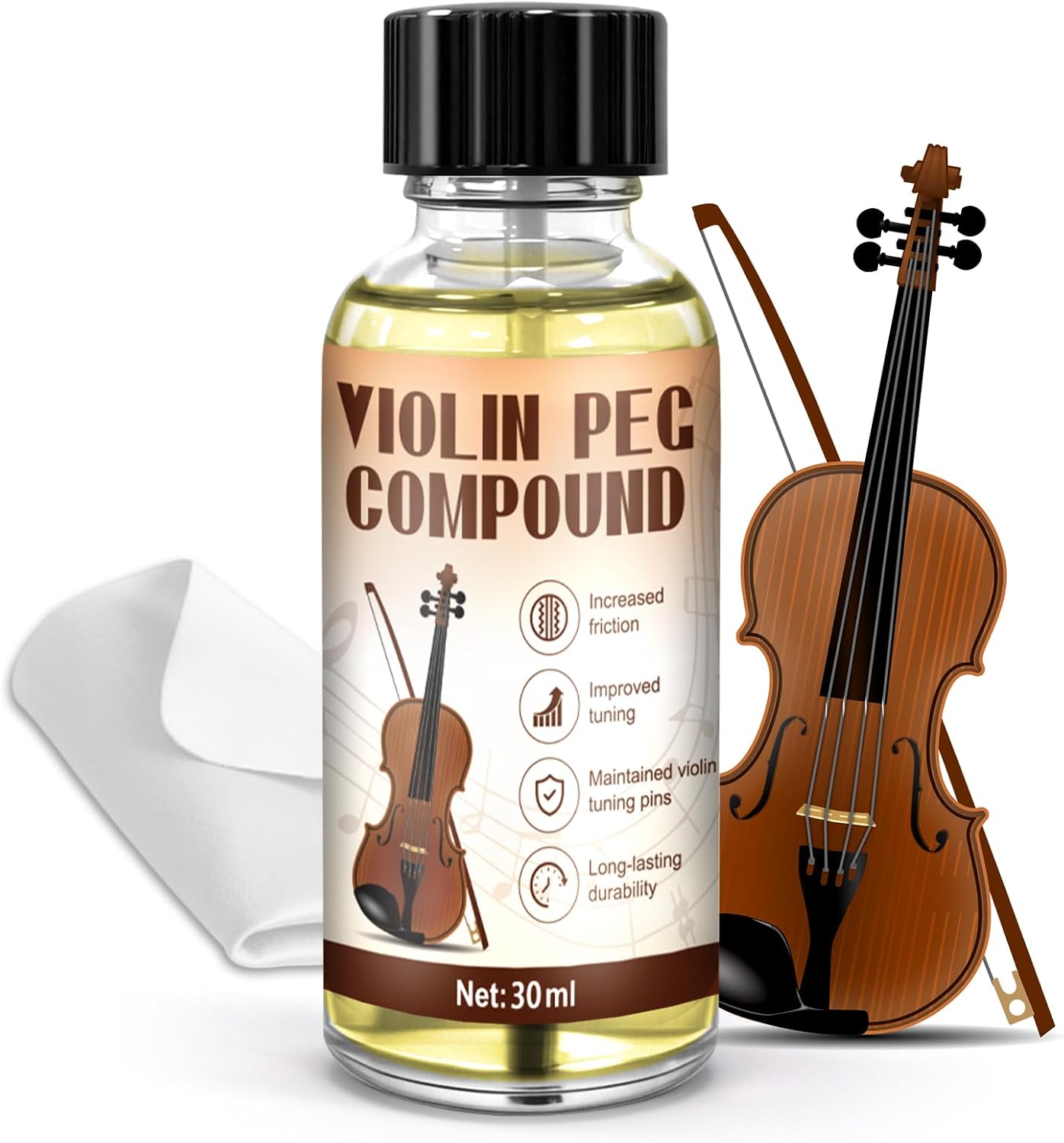 Violin Peg Compound 30ml, Peg Slip Stopper Lubricant for Violin Viola Cello, Stops Tuning...