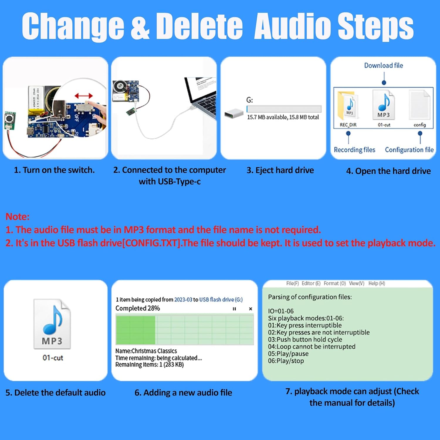 Voice Module,16MB Push Button Activated Sound Module with Speaker, 16Min Easy Sound... image