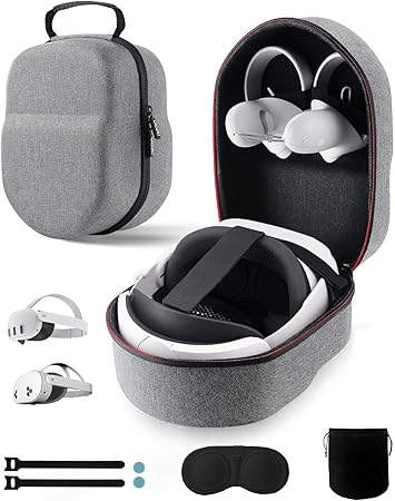 VORI Case for Meta Quest 3/3S/2 & Vision Pro/Pico 4, Elite Strap & Battery Head Strap, with...