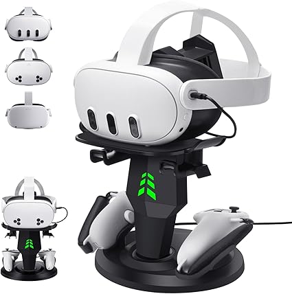 VR Headset Charging Dock for Meta Quest 3/Quest 3S/Quest 2, VR Charging Stand for Quest 3...