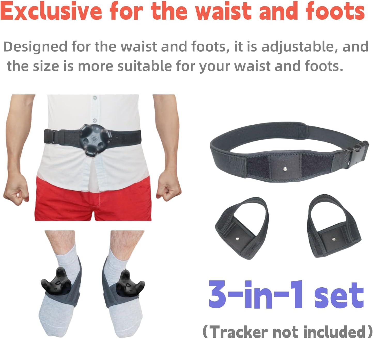 VR Tracker Straps Waist+Feets 3 in1(New Model for 2024), for Vive Tracker, Ultimate Tracker...