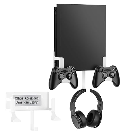 Wall Mount Kit with Detachable 2 Controller Holder & Headphone Hanger, Metal Wall Mount...