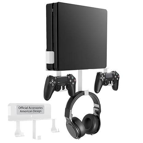 Wall Mount Kit with Detachable 2 Controller Holder & Headphone Hanger, Metal Wall Mount...