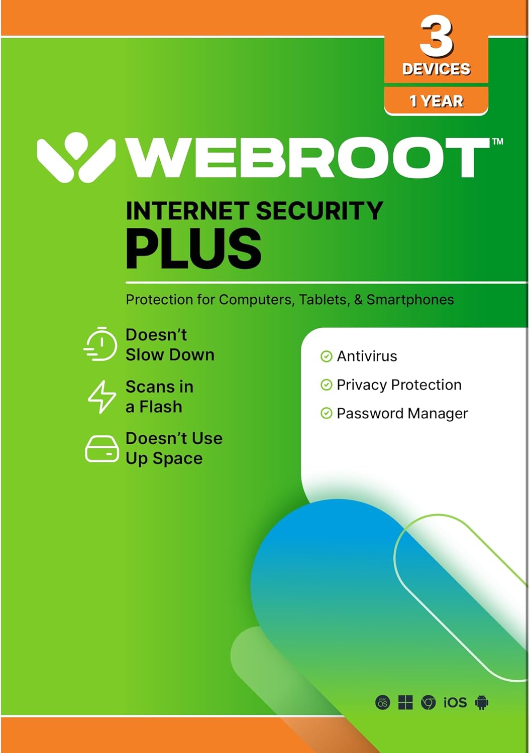 Webroot Internet Security Plus | Antivirus Software 2026 | 3 Device | 1 Year Keycard for...