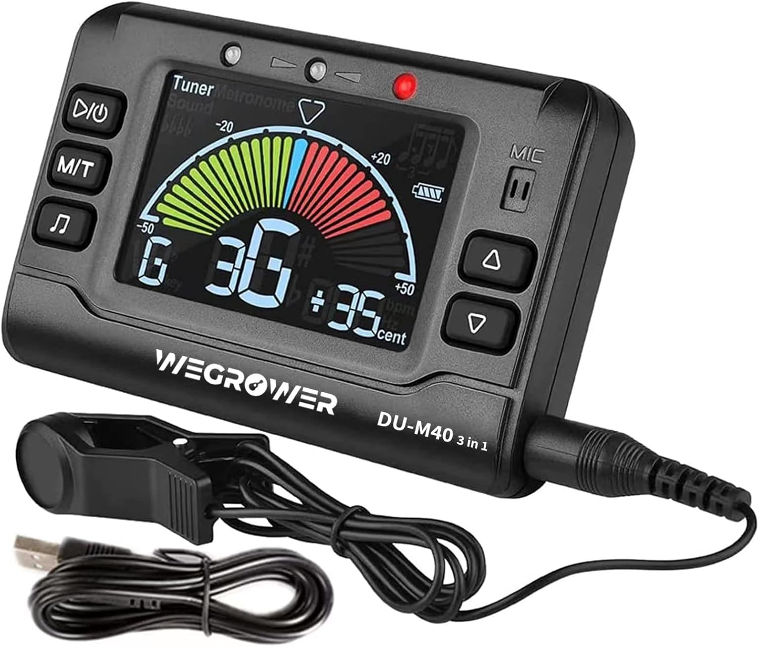 Wegrower Rechargeable 3 In 1 Digital Metronome Tuner Tone Generator | For Guitar, Bass...