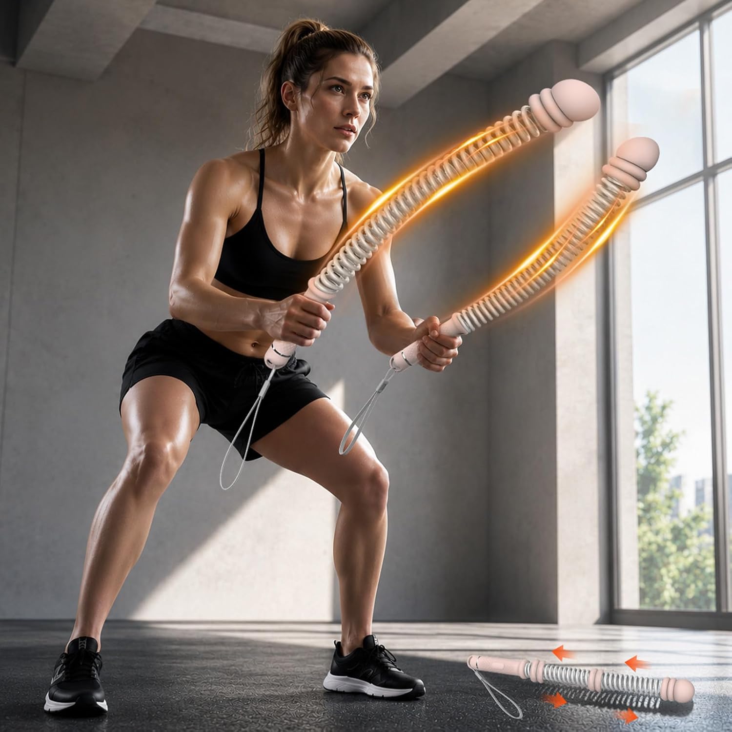 Weighted Ropeless Battle Ropes (2-Pack), Adjustable Resistance and Portable Cordless Battle...