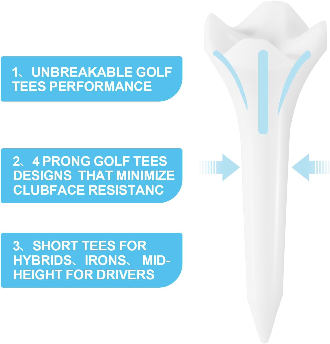 Weslymoo 1 1/2 Inch Plastic Golf Tees, Short Tees 120 Pack with Low-Friction Design for... image