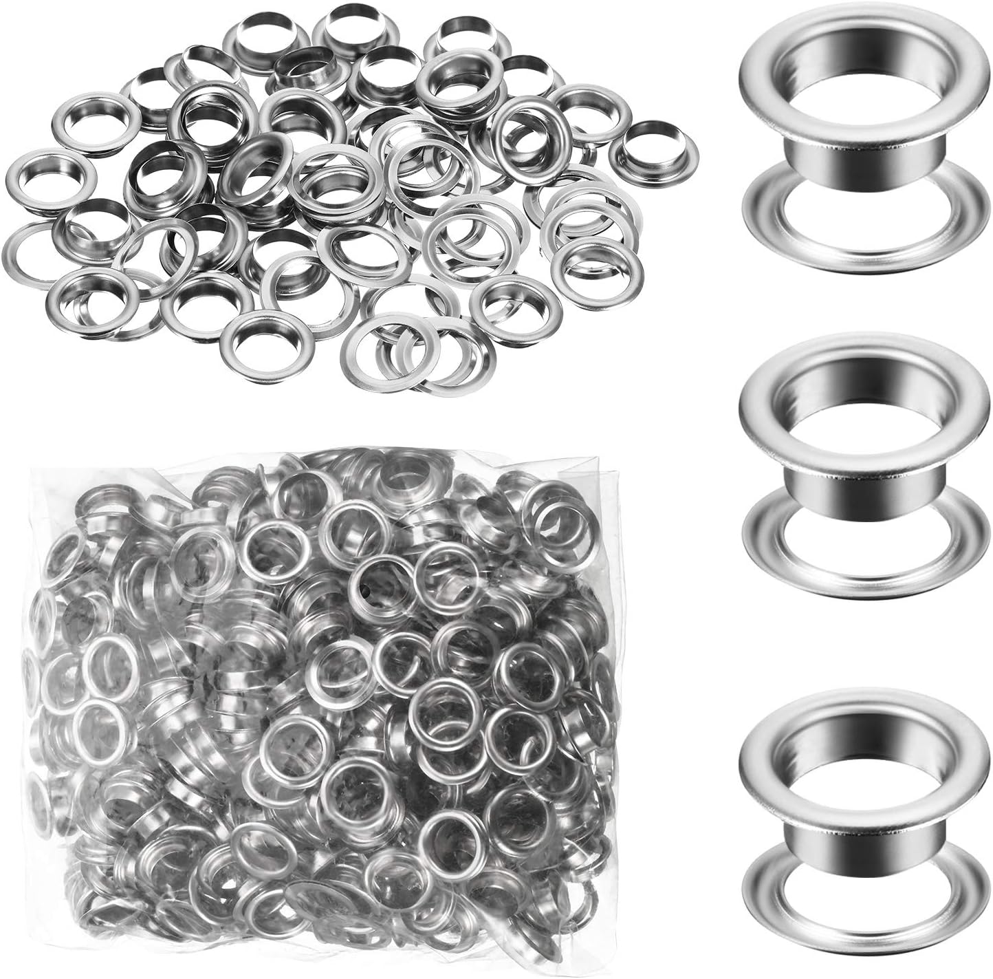 WILLBOND 500 Pieces Grommet and Washer Grommet Kit Finish Eyelet for Clothes Fabric Leather...