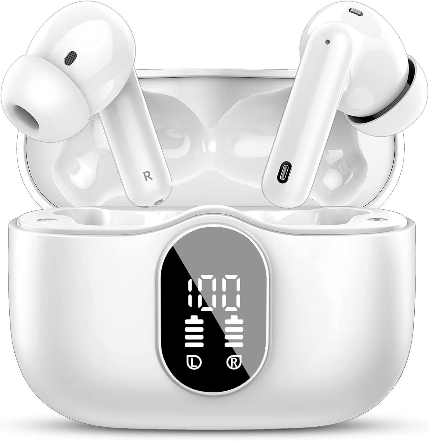 Wireless Earbuds, Bluetooth 5.4 Headphones Bass Stereo, Ear Buds with Noise Cancelling Mic...
