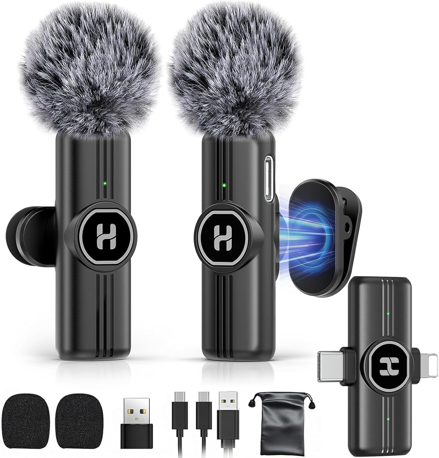 Wireless Lavalier Microphone for iPhone, Android & iPad, Mini Clip on Mic with AI Noise...