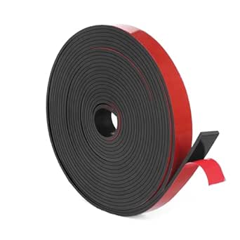 WochiTV Adhesive Solid Rubber Strips, 1/2" Wide x 1/16" Thick x 180" Long Self Stick Black...