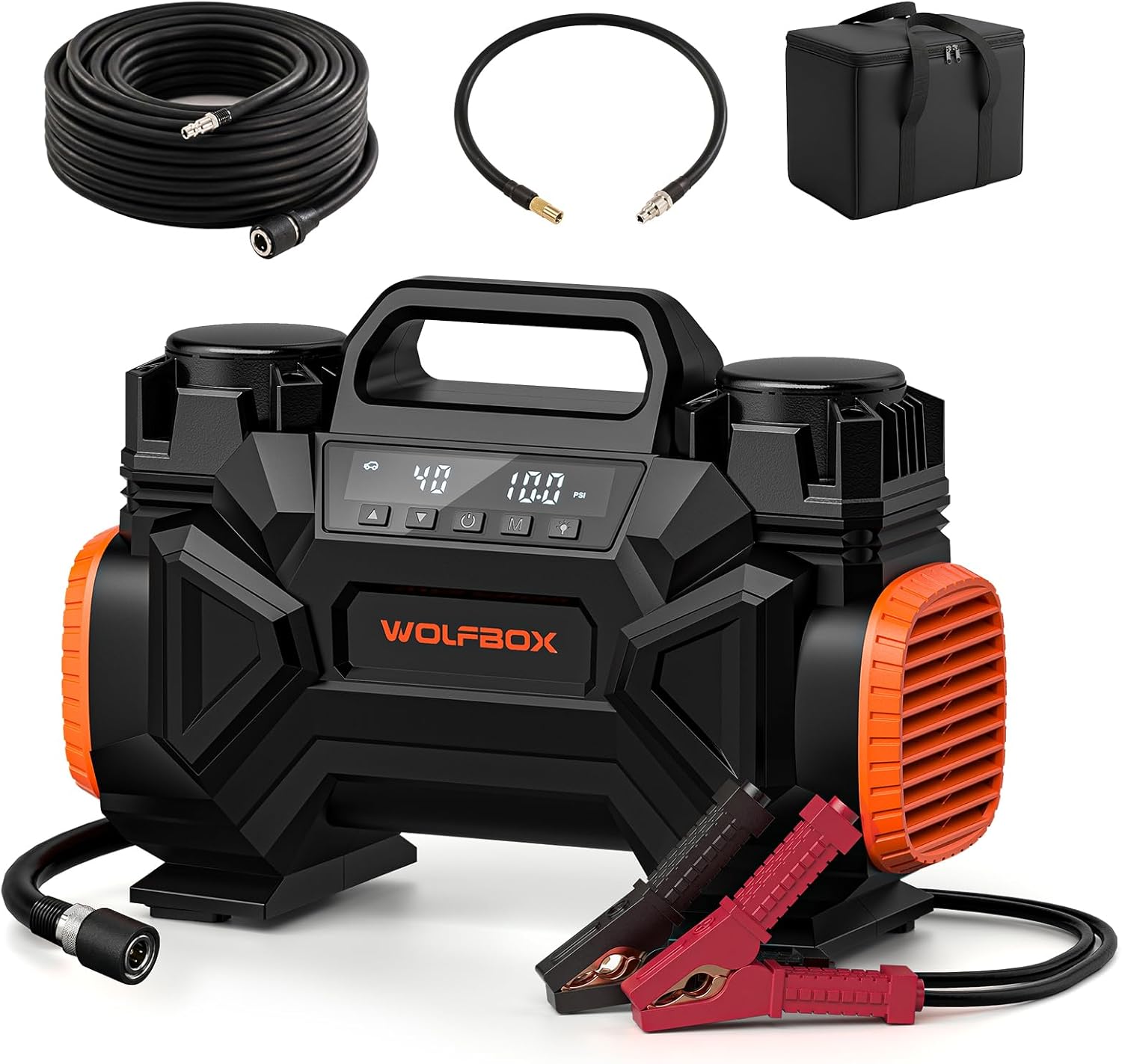 WOLFBOX HyperFlow60D 12V Portable Air Compressor, 60-Minute Runtime Offroad Air Compressor...