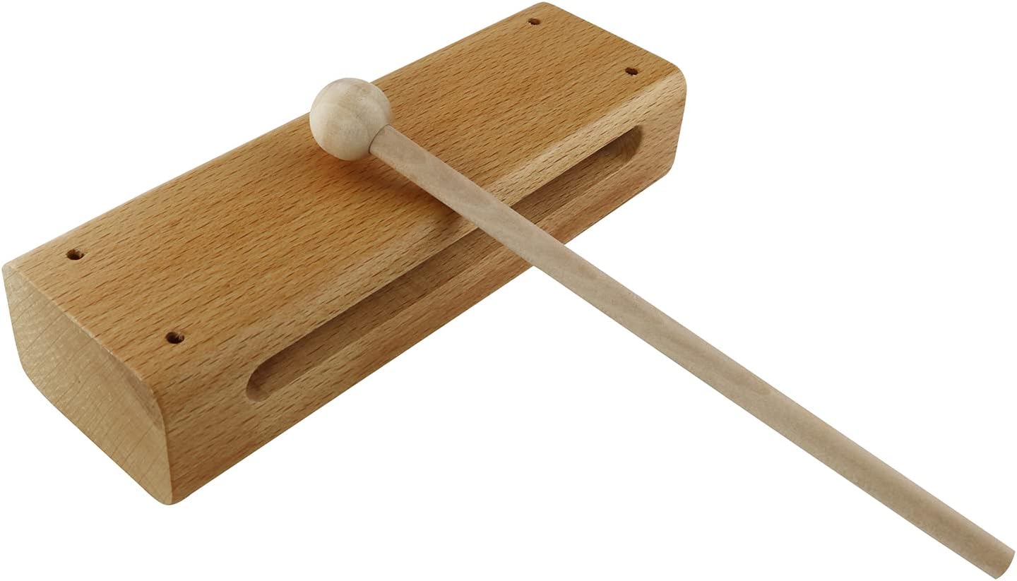Wood Block with Mallet ZZLZX 1Set Wood Block Musical Instrument with Mallet, Solid Hardwood...
