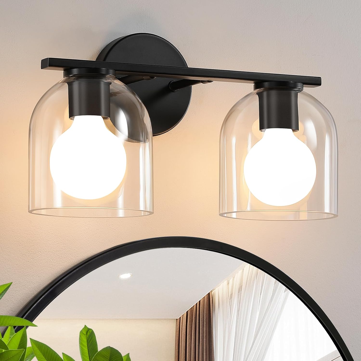 WOSHITU Bathroom Vanity Light Fixtures: 14.2 Inch Modern Black Vanity Lighting Fixtures Over...
