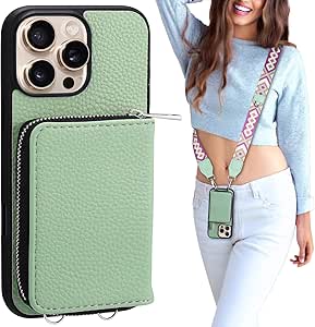 XANGNIER Wallet Case for iPhone 16 Pro, RFID Blocking PU Leather Crossbody Phone Purse with...