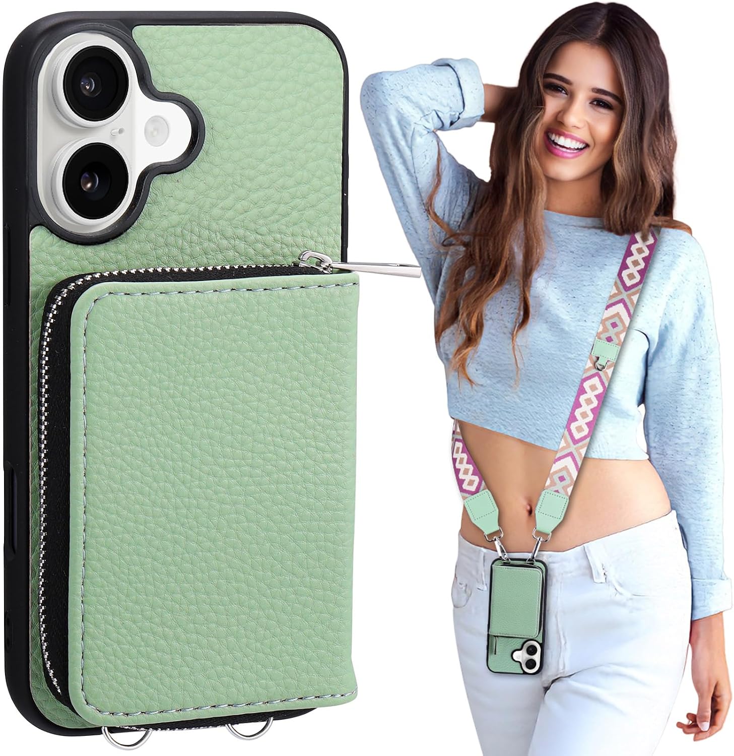 XANGNIER Wallet Case for iPhone 17 with Strap, RFID Blocking PU Leather Crossbody Phone...