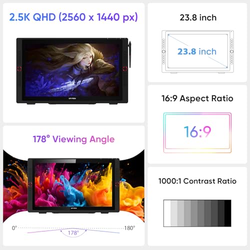 XPPen Artist 24 Pro 2.5K QHD Drawing Tablet with Screen,16.7M Colors Graphics Tablet with... image