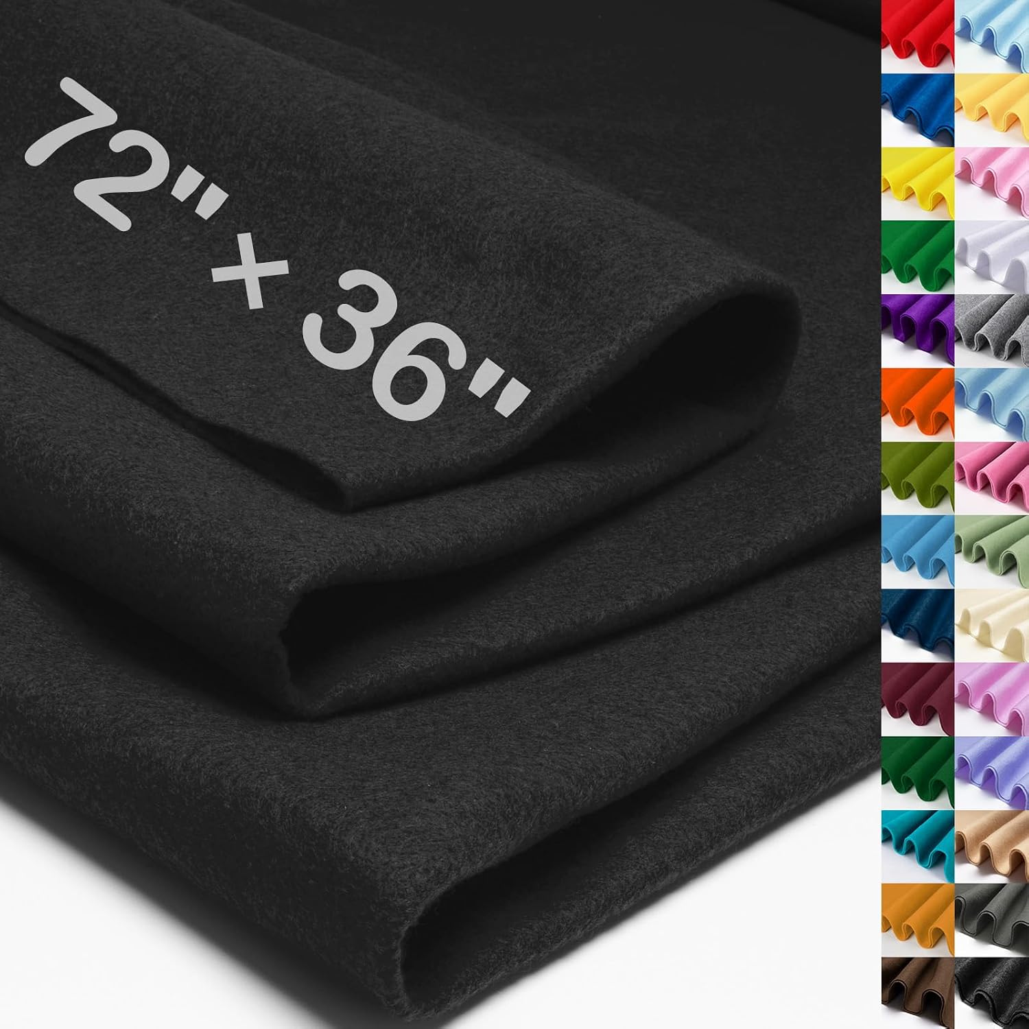 XSEINO Black Large Felt Fabric 72" X 36 "(2 Square Yards), 1.4 mm Thick Soft Felt Fabric...