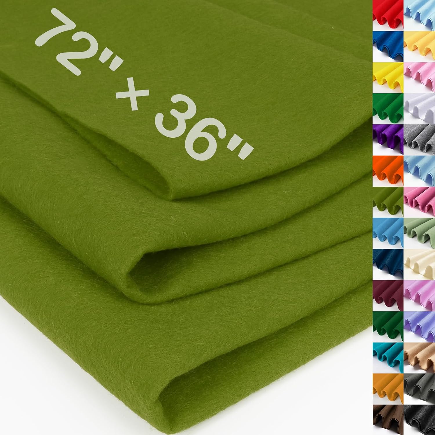 XSEINO Campsite Green Large Felt Fabric 72" X 36 "(2 Square Yards), 1.4 mm Thick Soft Felt...